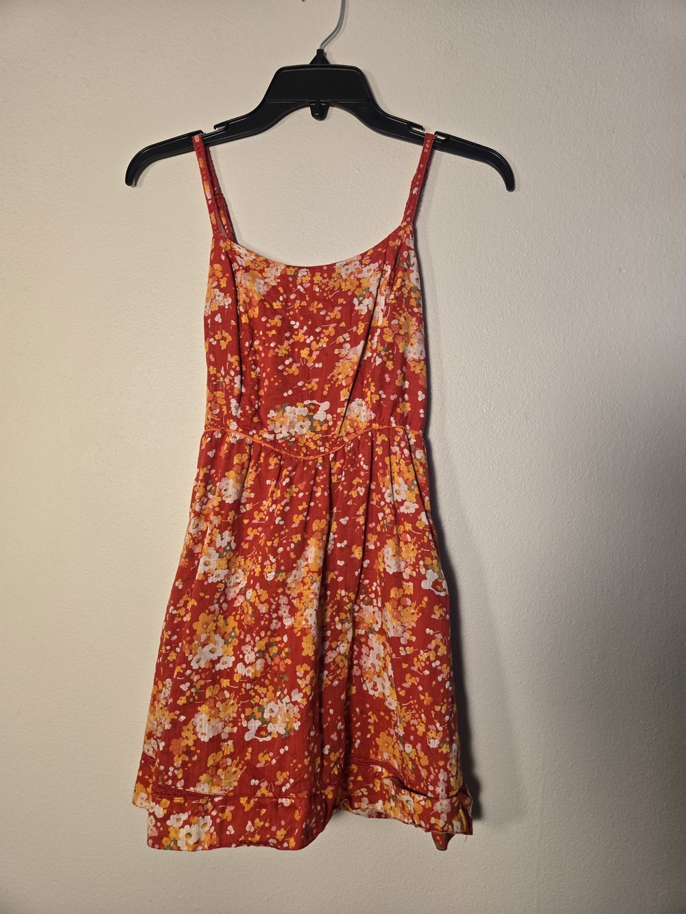 Aeropostale Red Floral Spaghetti-Strap Mini Dress